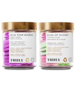 truly beauty "booty & boobies" polish bundle - firms, tightens, and smoothens - butt acne clearing treatment, butt and breast scrub - smoothens and tightens skin for a plumpier and perkier glow!