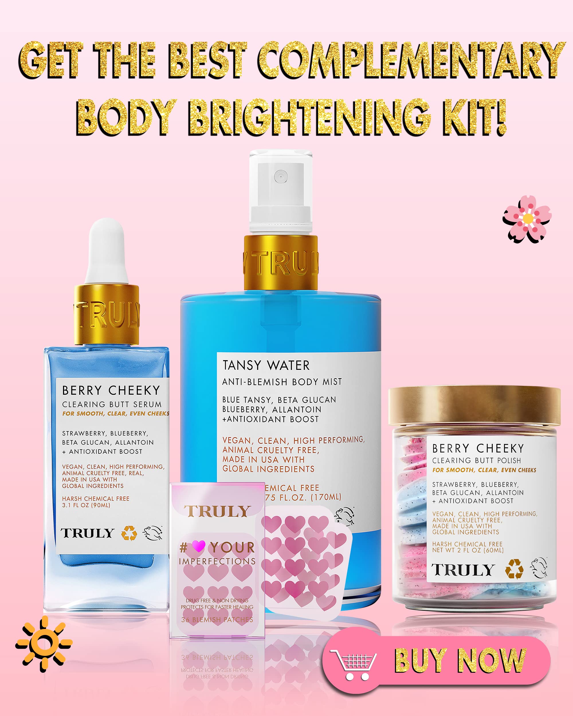 Truly Beauty Acne Treatment Bundle - Full Body Exfoliator with Pimple Patches and Hydrocolloid Back Patches