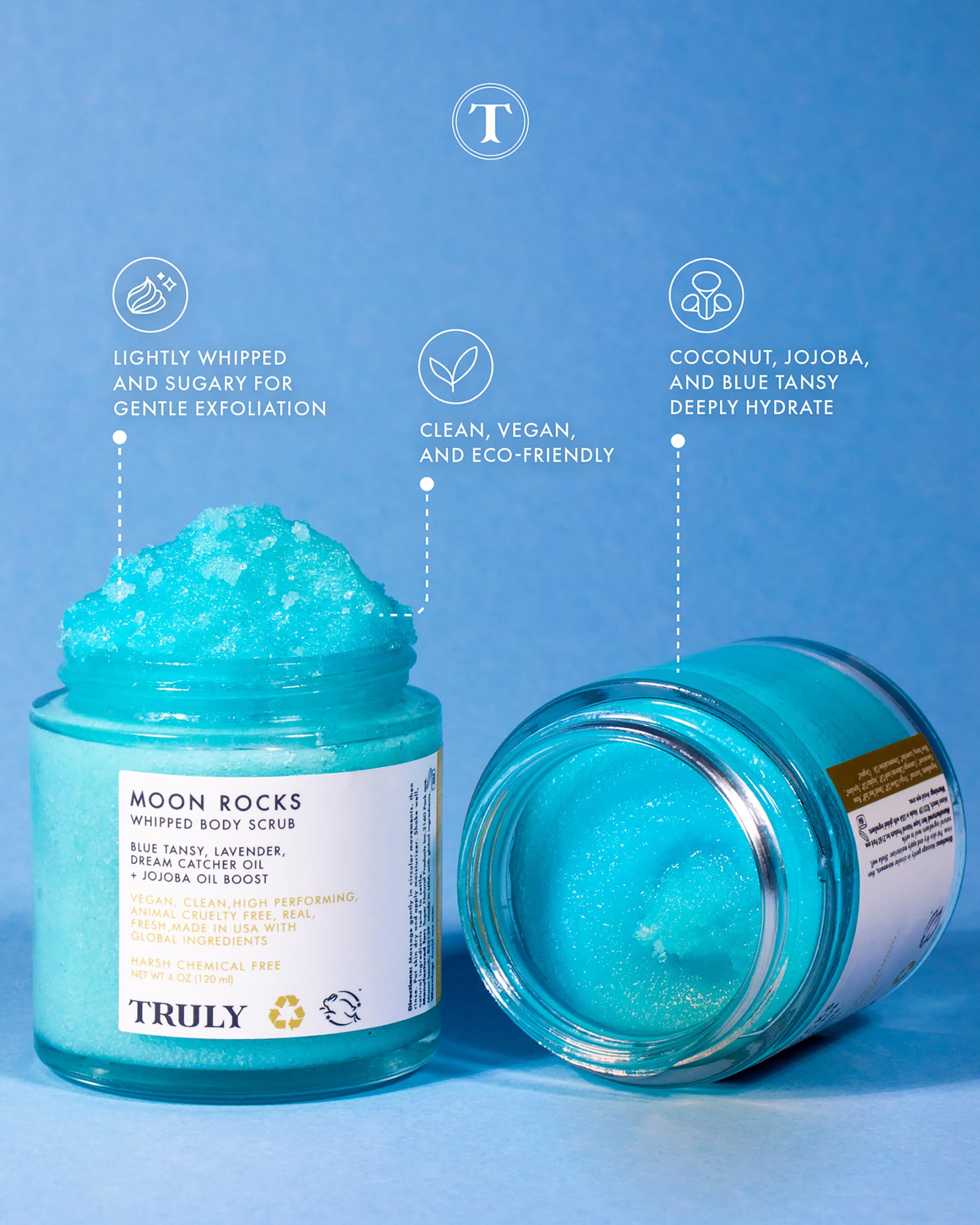 Truly Beauty KP Treatment Moon Rocks Sugar Scrub - Gentle and Fluffy Body Scrubs for Women Exfoliation, Natural Body Scrub - Body Exfoliating Scrub with Vitamin E and Essential Antioxidants.