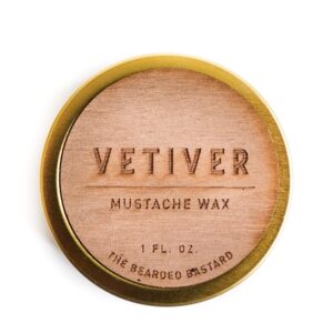 the bearded bastard vetiver mustache wax for men | strong hold & conditioning to tame & style your moustache | natural ingredients with a woody & earthy scent (1 oz.)