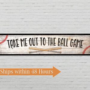 Take Me Out To The Ball Game Metal Sign Kids Room Boys Room Baseball Décor Wall Décor Gift 4x18 104182001017