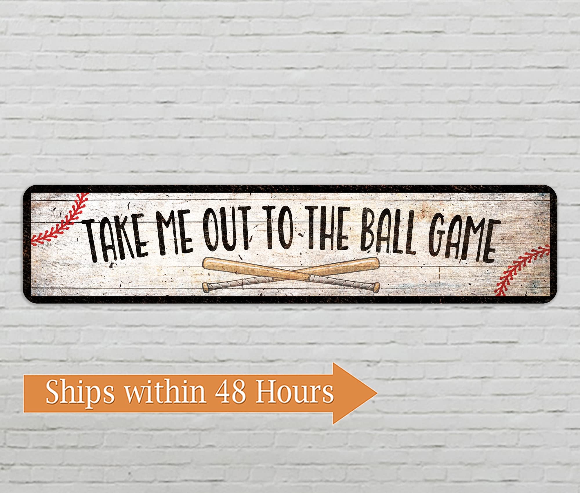 Take Me Out To The Ball Game Metal Sign Kids Room Boys Room Baseball Décor Wall Décor Gift 4x18 104182001017