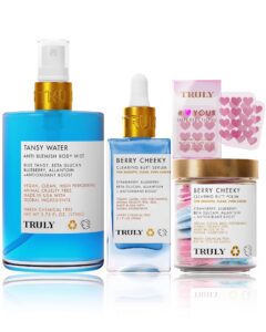 truly beauty acne treatment bundle - full body exfoliator with pimple patches and hydrocolloid back patches