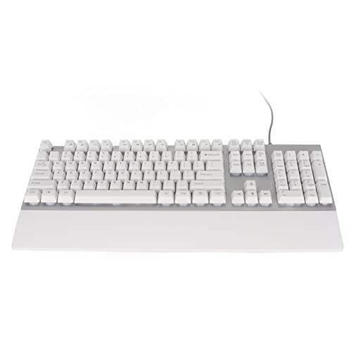 Kafuty-1 GK60 RGB Gaming Keyboard,USB Wired 104 Keys Colorful Backlit Keyboard with Wrist Rest,Detachable Mechanical Feel Gaming RGB Keyboard for Laptop,PC,Computer,Game and Work(White)