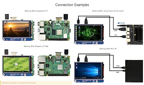 waveshare 3.2inch HDMI IPS LCD Display Compatible with Raspberry Pi 4B/3B+/3A+/2B/B+/A+/Zero/Zero W/WH/Zero 2W CM3+/4 Series Boards 480×800 Resolution No Touch Supports Jerson Nano/Windows