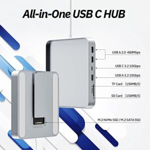 USB C Hub for iMac 24 inch 2021/2023, Minisopuru USB Hub Adapter Support M.2 NVMe SSD, iMac USB Hub for iMac M1/M3, iMac Accessories with USB C 10Gbps, USB A 3.2, SD/TF, M.2 SSD(Not Included), Silver.