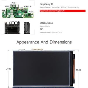 waveshare 3.2inch HDMI IPS LCD Display Compatible with Raspberry Pi 4B/3B+/3A+/2B/B+/A+/Zero/Zero W/WH/Zero 2W CM3+/4 Series Boards 480×800 Resolution No Touch Supports Jerson Nano/Windows