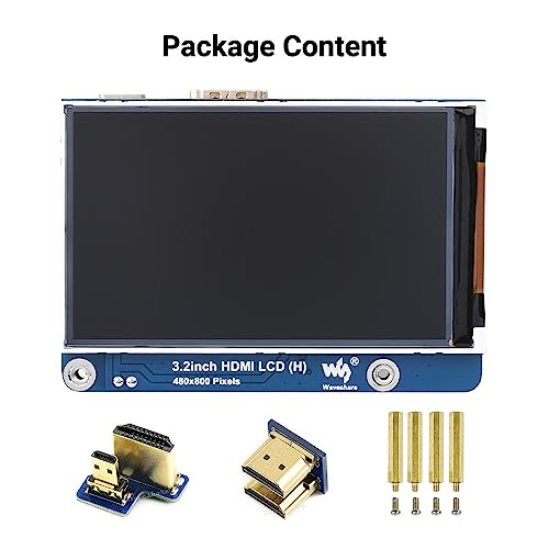 waveshare 3.2inch HDMI IPS LCD Display Compatible with Raspberry Pi 4B/3B+/3A+/2B/B+/A+/Zero/Zero W/WH/Zero 2W CM3+/4 Series Boards 480×800 Resolution No Touch Supports Jerson Nano/Windows