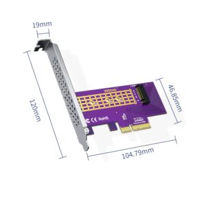 PCIe 3.0 to NVMe (1) M.2 Adapter for M.2 (M Key) SSD, X4,Supports PCIe M.2 SSDs (NVMe and AHCI): 2230, 2242, 2260 and 2280 Drives