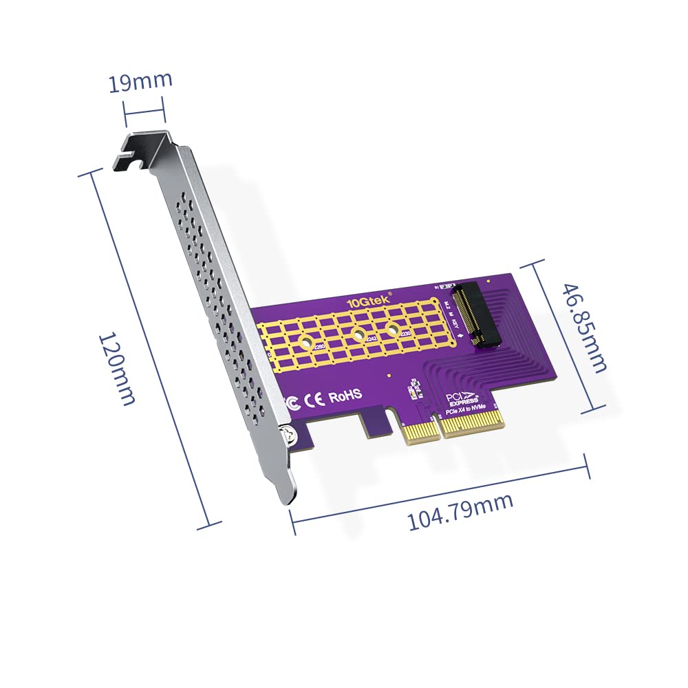 PCIe 3.0 to NVMe (1) M.2 Adapter for M.2 (M Key) SSD, X4,Supports PCIe M.2 SSDs (NVMe and AHCI): 2230, 2242, 2260 and 2280 Drives