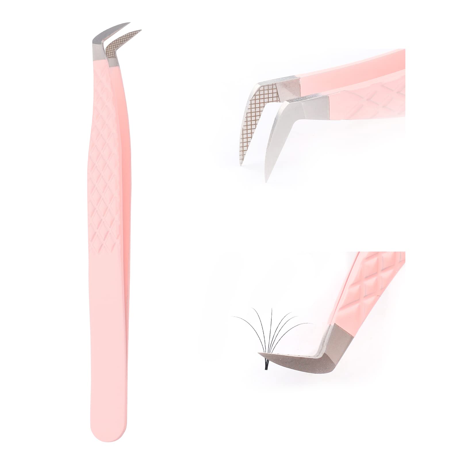 Lash Tweezers for Eyelash Extensions for Volume and Lighter Mega Volume Fans Professional Precision Stainless Steel Lash Extension Tweezers Curved Boot Angled Tips