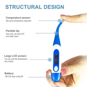 Berrcom Digital Thermometer for Adults, Oral and Underarm Thermometer for Baby and Kids Medical Thermometer with Fever Alarm Rectal Thermometer with Soft Tips