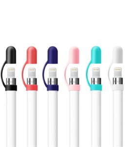 [6 pack] fudda silicone cap holder for apple pencil 1st gen - protective cover & tether accessories compatible with new ipad 9th, ipad 8th/7th/6th, ipad pro 10.5, ipad air 3rd, ipad mini 5 pencil