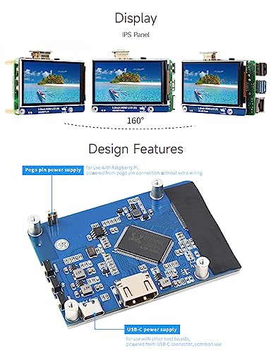 waveshare 3.2inch HDMI IPS LCD Display Compatible with Raspberry Pi 4B/3B+/3A+/2B/B+/A+/Zero/Zero W/WH/Zero 2W CM3+/4 Series Boards 480×800 Resolution No Touch Supports Jerson Nano/Windows