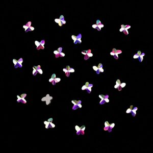 Tisslan 100pcs 2 Size Glass Flat Back Crystal Ab Butterfly Shape Nail Rhinestones 3d Stone Gems For Beauty Acrylic Nails Decoration DIY Crafts Accessories Supply