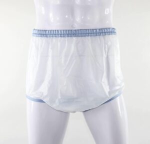 kins tuffy adult incontinence plastic pants diaper covers with 1" waistband blue (medium)