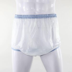 KINS Tuffy Adult Incontinence Plastic Pants Diaper Covers with 1" Waistband Blue (Medium)