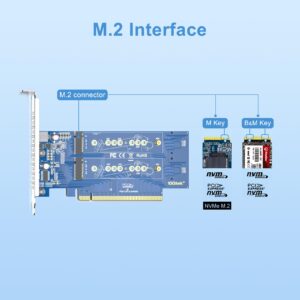 PCIe 3.0 to NVMe (4) M.2 Adapter for M.2 (M Key) SSD, PCIe X16, Requires Motherboard BIOS Support for Bifurcation