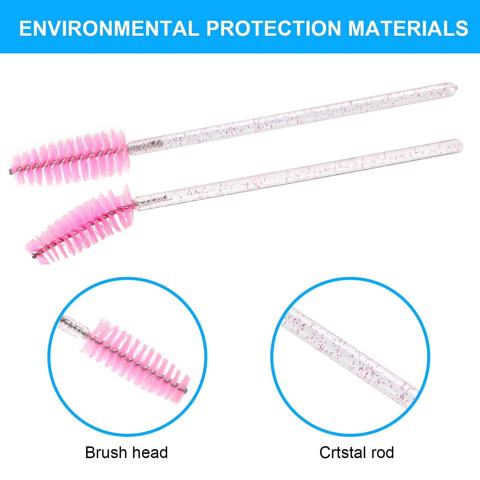 200 Pcs Disposable Crystal Mascara Wand Eyelash Brush Applicator Eyebrow Brush for EyeLash Extension Supplies (Black-Crystal)