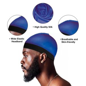 Selalu 4Pcs Wave Cap, Silk Stocking Wave Caps for 360 Waves, Silky Durag for Men, Stain Caps