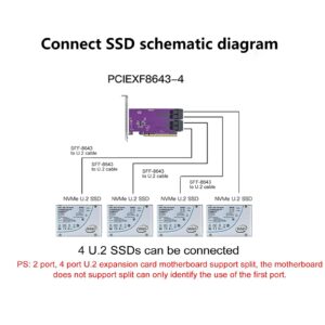 PCIe to SFF-8643 Adapter for U.2 SSD, X8, (2) SFF-8643. Support Windows 10/2016/2019, REHL/Cent0S 7/8, VMware ESXi 6/7, Ubuntu Linux 18/20/21, etc.