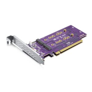 pcie 3.0 to nvme (4) m.2 adapter for m.2 (m key) ssd, pcie x16, requires motherboard bios support for bifurcation