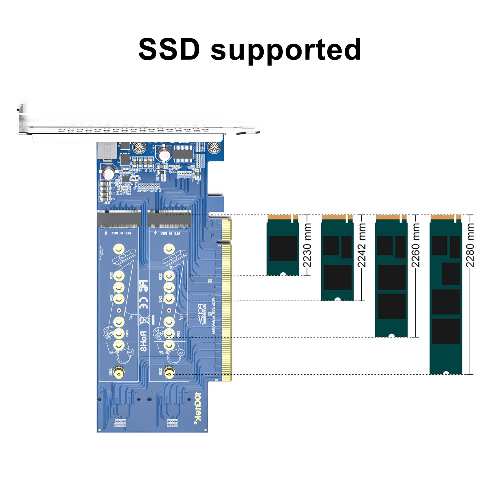 PCIe 3.0 to NVMe (4) M.2 Adapter for M.2 (M Key) SSD, PCIe X16, Requires Motherboard BIOS Support for Bifurcation