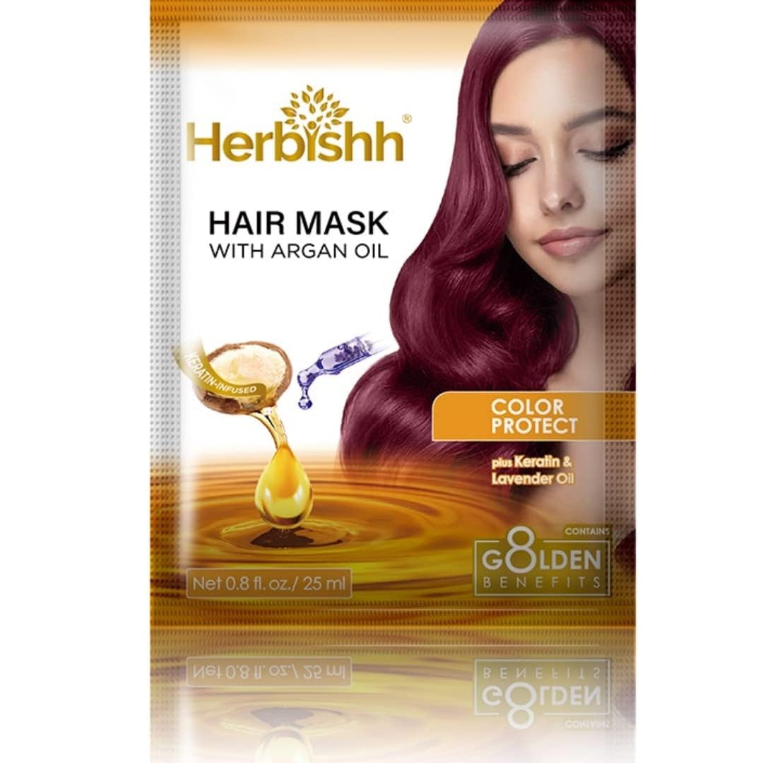 Herbishh Argan Hair Mask-Deep Conditioning & Hydration For Healthier Looking Hair-25gm for very Dry, Weak, Stressed Out Hair, No Sulphates, No Parabens