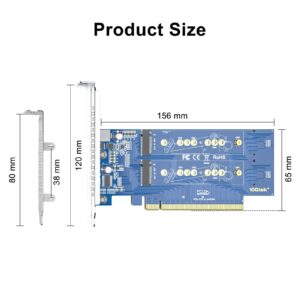 PCIe 3.0 to NVMe (4) M.2 Adapter for M.2 (M Key) SSD, PCIe X16, Requires Motherboard BIOS Support for Bifurcation