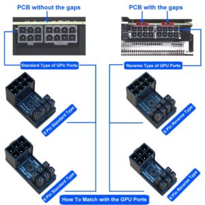 COMeap （4-Pack） 8 Pin 180 Degree Adapter, Reverse Type GPU VGA PCIe 8 Pin U Turn 180 Degree Angle Connector Power Adapter Board for Desktop Graphics Card