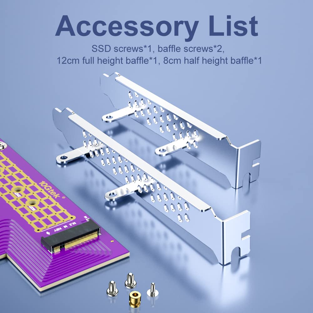 PCIe 3.0 to NVMe (1) M.2 Adapter for M.2 (M Key) SSD, X4,Supports PCIe M.2 SSDs (NVMe and AHCI): 2230, 2242, 2260 and 2280 Drives