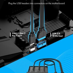 GRAUGEAR 3.5 Inch Front Panel USB Hub, Internal USB Hub with 20Gbps USB3.2 Gen2 USB-C and USB 3.0 Ports, USB3.2 Type-E Key-A 20-Pin Header & USB3.0 Header Required, Fits 3.5" PC Computer Case [G-MP01]