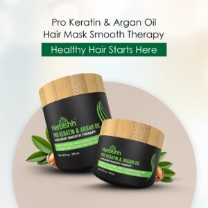 Herbishh Argan Hair Mask-Deep Conditioning & Hydration For Healthier Looking Hair for very Dry, Weak, Stressed Out Hair, No Sulphates, No Parabens