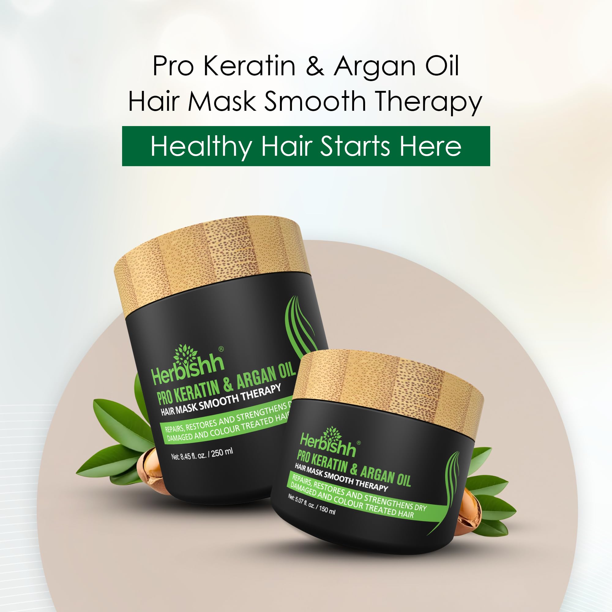 Herbishh Argan Hair Mask-Deep Conditioning & Hydration For Healthier Looking Hair for very Dry, Weak, Stressed Out Hair, No Sulphates, No Parabens