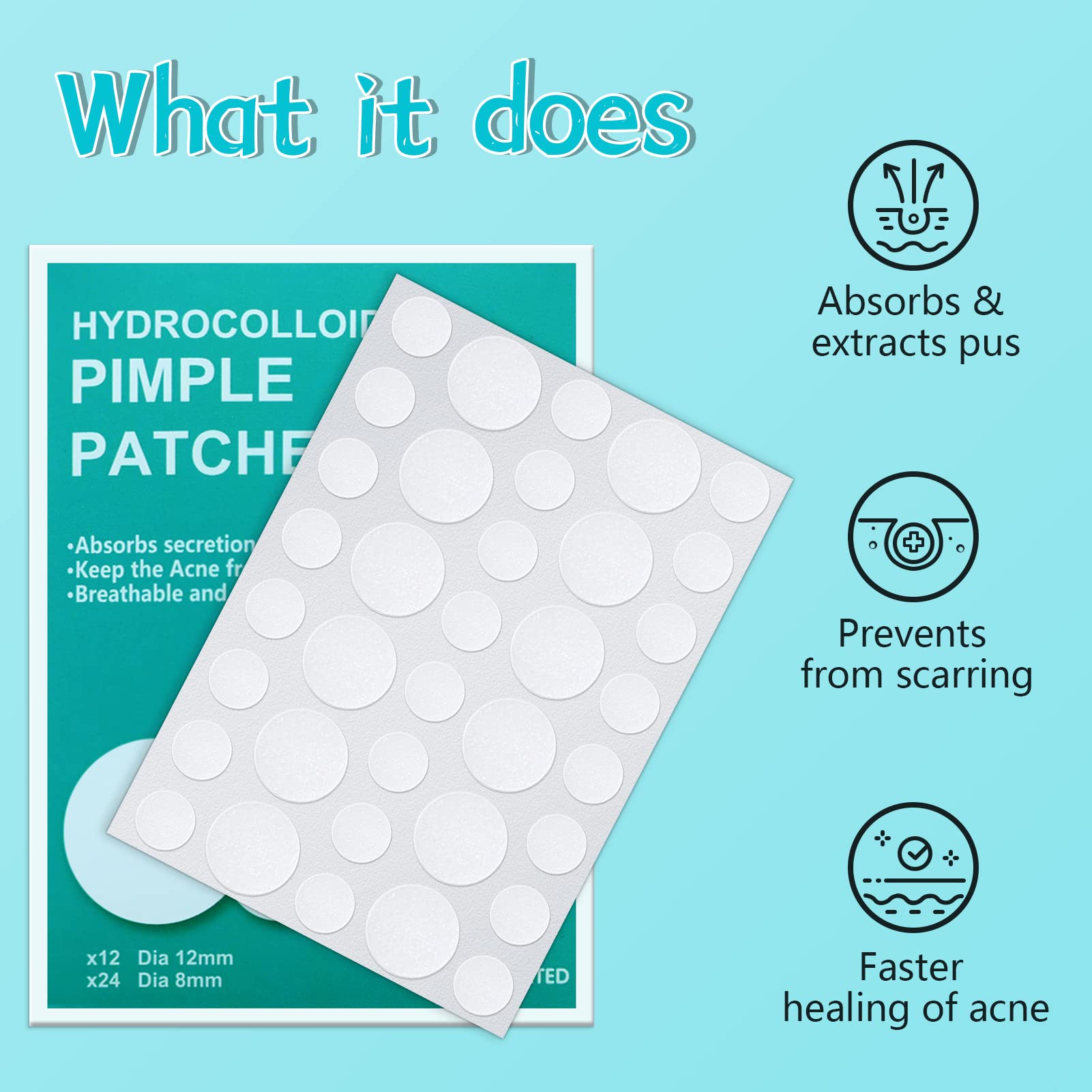 180 Counts Pimple Patches for Face Hydrocolloid Acne Patches for face Invisible Zit Patches for Face Pimple Patch Acne Spot Treatment Patch Blemish Patches Cover Patches Stickers