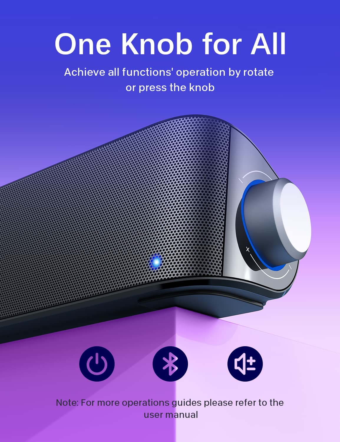 Computer Speakers, HiFi Sound Quality Computer Sound Bar, USB Powered PC Speakers, Bluetooth 5.0 and 3.5mm Aux-in Computer Speakers for Desktop, Laptops, PCs, Phones, Tablets, Xbox, Gaming Speakers