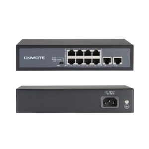 ONWOTE 8 Ports 120W(AC100-240V) Ethernet PoE Switch, 2 x Uplink Gigabit RJ45 Ports, Support 4K 8MP 5MP PoE IP Security Cameras, Add-on PoE Injector to PoE NVR System