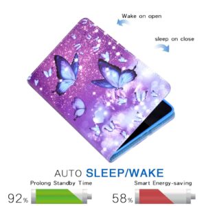 Case for Samsung Galaxy Tab A8 10.5 inch 2022 Model (SM-X200/X205/X207) Funut Premium PU Leather Folding Stand Cover with Pen Holder & Multiple Viewing Angles, Auto Wake/Sleep, Purple Butterfly