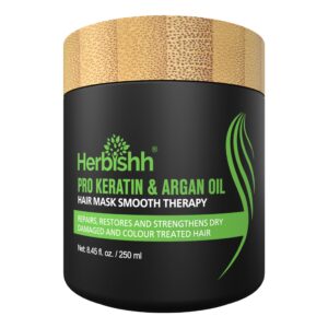 herbishh argan hair mask-deep conditioning & hydration for healthier looking hair for very dry, weak, stressed out hair, no sulphates, no parabens