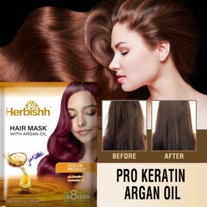 Herbishh Argan Hair Mask-Deep Conditioning & Hydration For Healthier Looking Hair-25gm for very Dry, Weak, Stressed Out Hair, No Sulphates, No Parabens