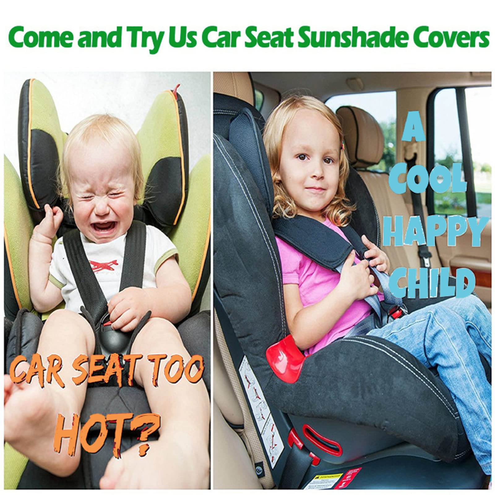 Car Seat Sun Shade Cover, Reflective Baby Seat Covers to Keep The Car Seat Cool, Auto Window Sun Protection with Car Seat Shade Reflector UV Ray Helpers(Maximum Extension Size: 42.5" x 31.4")