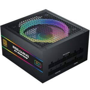 power supply apfc 750w rgb, 80 plus gold atx computer gaming power supply certified psu with argb light, 120mm silent rgb fan, 5 year warranty