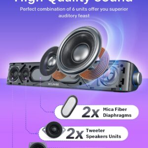 Computer Speakers, HiFi Sound Quality Computer Sound Bar, USB Powered PC Speakers, Bluetooth 5.0 and 3.5mm Aux-in Computer Speakers for Desktop, Laptops, PCs, Phones, Tablets, Xbox, Gaming Speakers