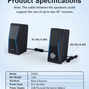 Computer Speakers, Dynamic RGB PC Speakers, Bluetooth 5.0 HiFi Computer Speakers for Desktop with 2 Bass Diaphragms & 4 Speaker Units, USB Powered & 3.5mm AUX Cable for PC Laptop Monitor Tablet Phone