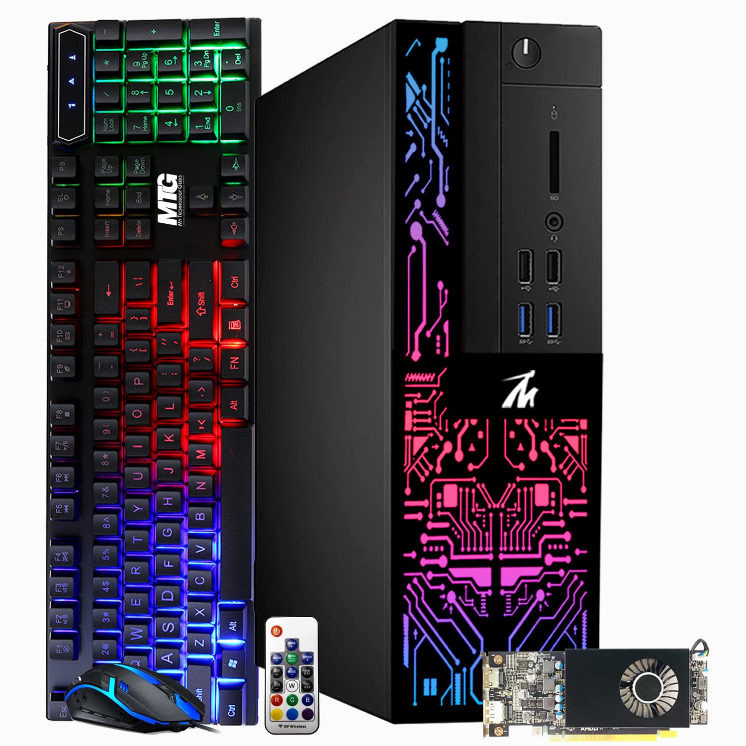 TechMagnet Gaming PC Desktop Intel Core i5 6500 3.2GHz, Siwa 6 with AMD RX-550 4GB DDR5, 16GB RAM, 256GB SSD, HDMI, DVI, VGA, RGB Keyboard, Mouse, Wi-Fi, Windows 10 Professional (Renewed)