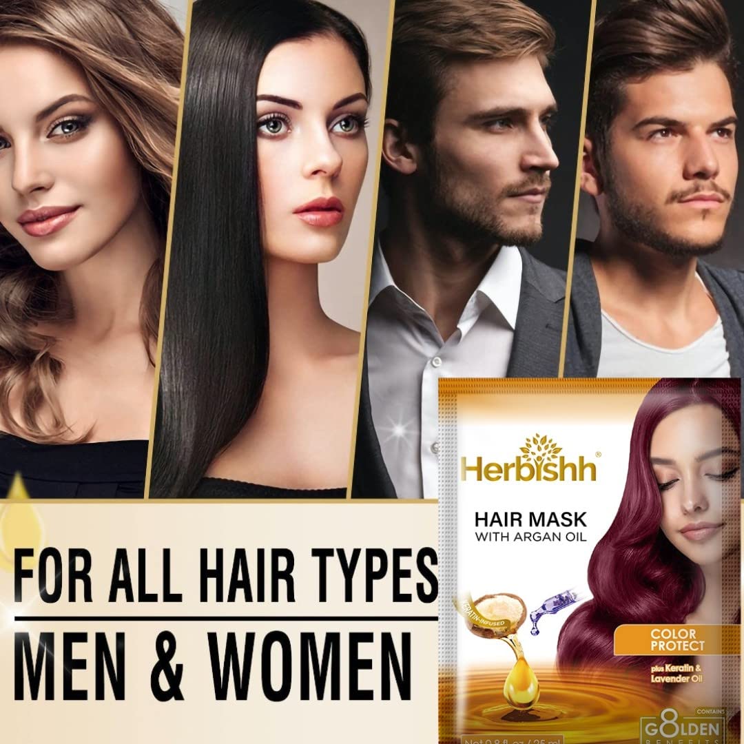 Herbishh Argan Hair Mask-Deep Conditioning & Hydration For Healthier Looking Hair-25gm for very Dry, Weak, Stressed Out Hair, No Sulphates, No Parabens