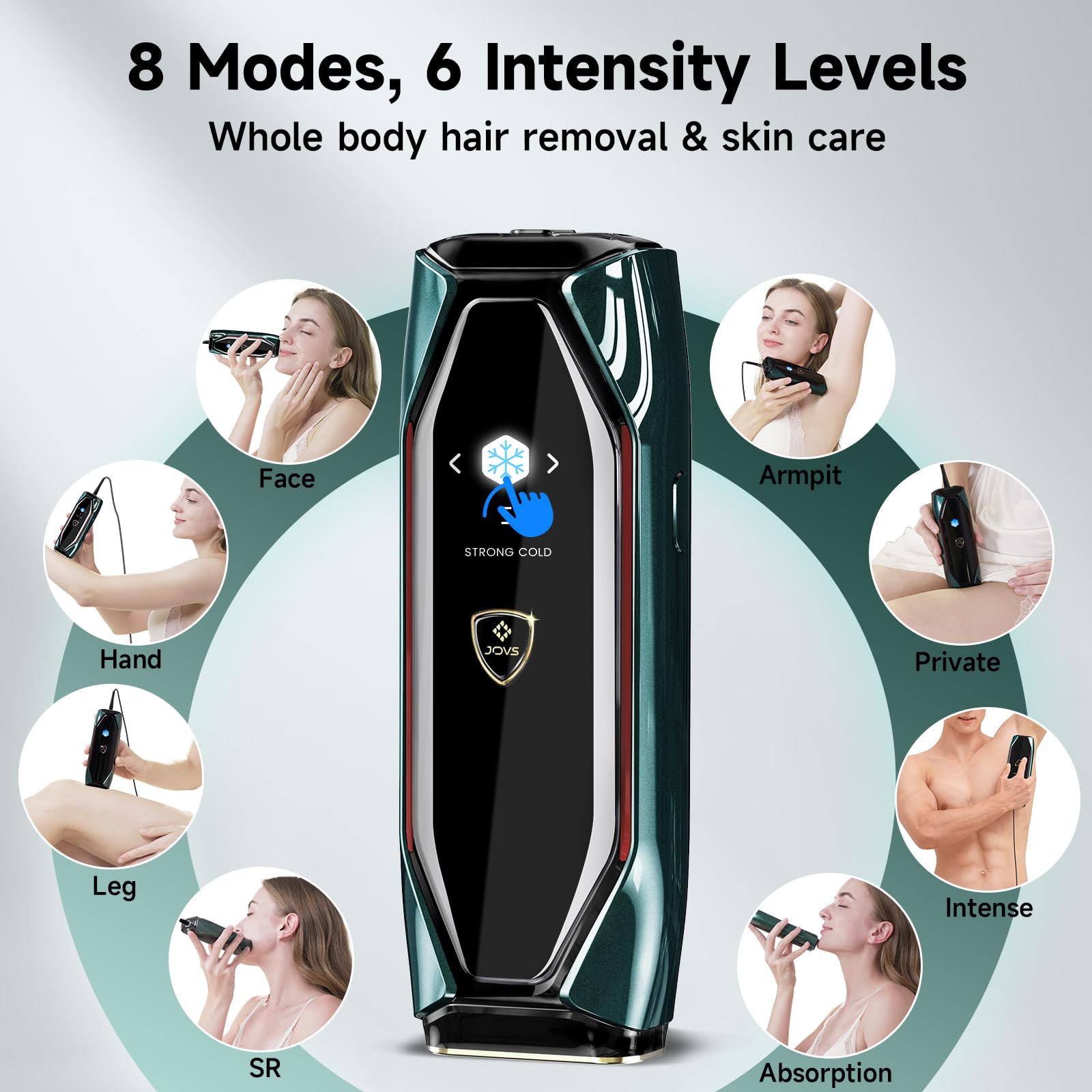 JOVS X IPL Hair Removal for Women and Men, 3-in-1 Hair Removal Device with Cooling System/Touch Screen/Unlimited Flashes, Painless Hair Remover Permanent at Home for Face Leg Arm Armpit Bikini Line