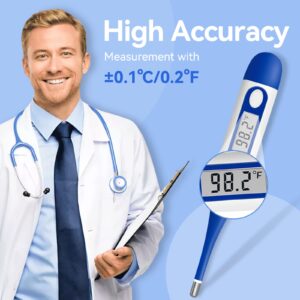 Berrcom Digital Thermometer for Adults, Oral and Underarm Thermometer for Baby and Kids Medical Thermometer with Fever Alarm Rectal Thermometer with Soft Tips