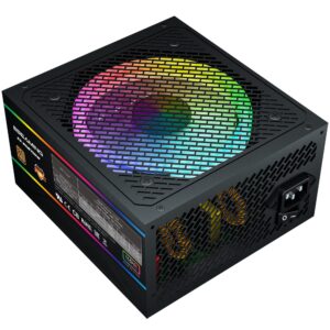 Power Supply APFC 750W RGB, 80 Plus Gold ATX Computer Gaming Power Supply Certified PSU with ARGB Light, 120mm Silent RGB Fan, 5 Year Warranty