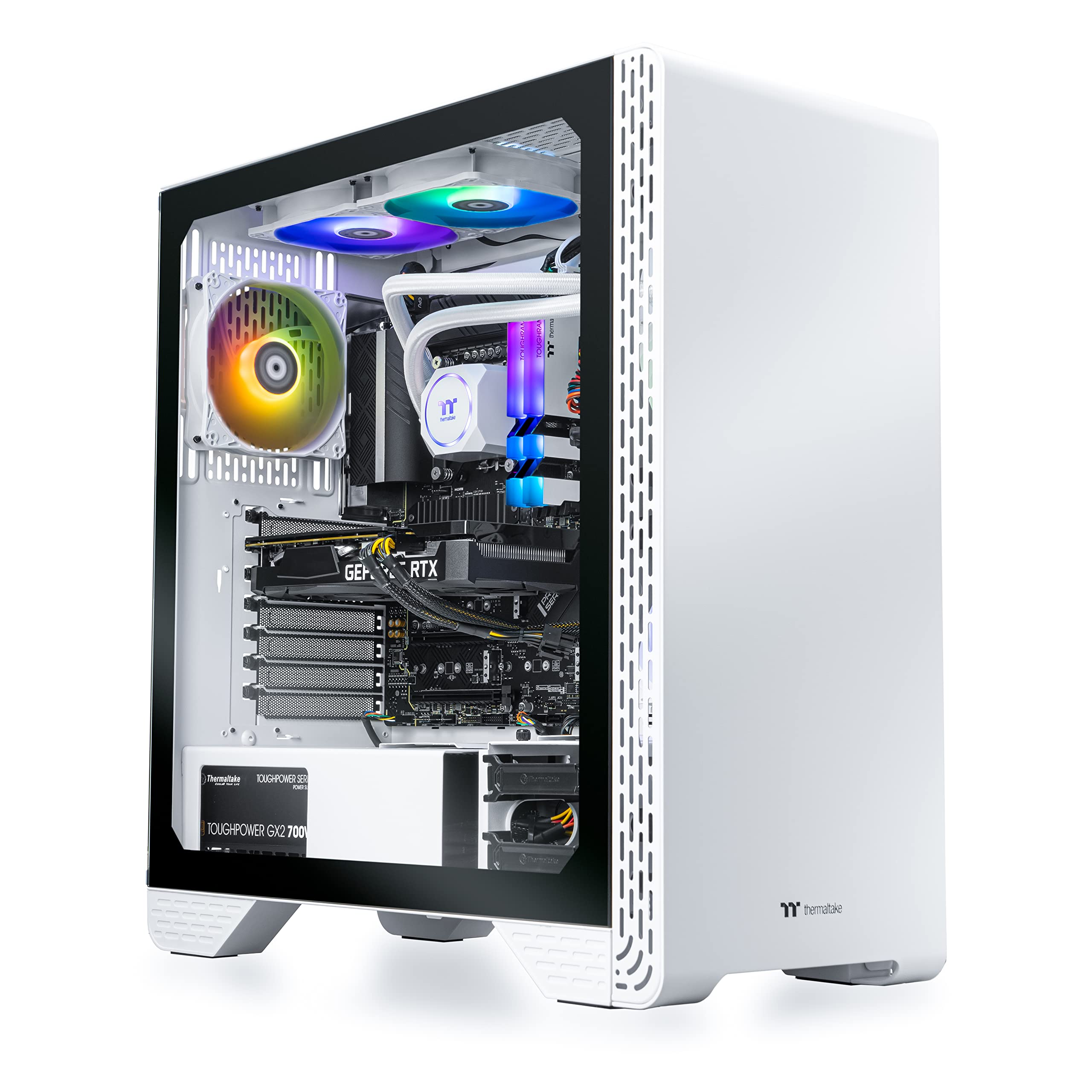 Thermaltake Glacier i360T R4 AIO Liquid Cooled Gaming PC (Intel Core™ i5-12600KF 3.7GHz, ToughRam DDR4 3600Mhz 16GB RGB, NVIDIA® GeForce RTX™ 3060 Ti, 1TB NVMe M.2, Win10 Home) S3GL-Z690-36T-LCS,White